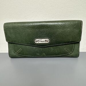 Vintage Fossil Olivia Flap Clutch Women’s Wallet - Dark Green
